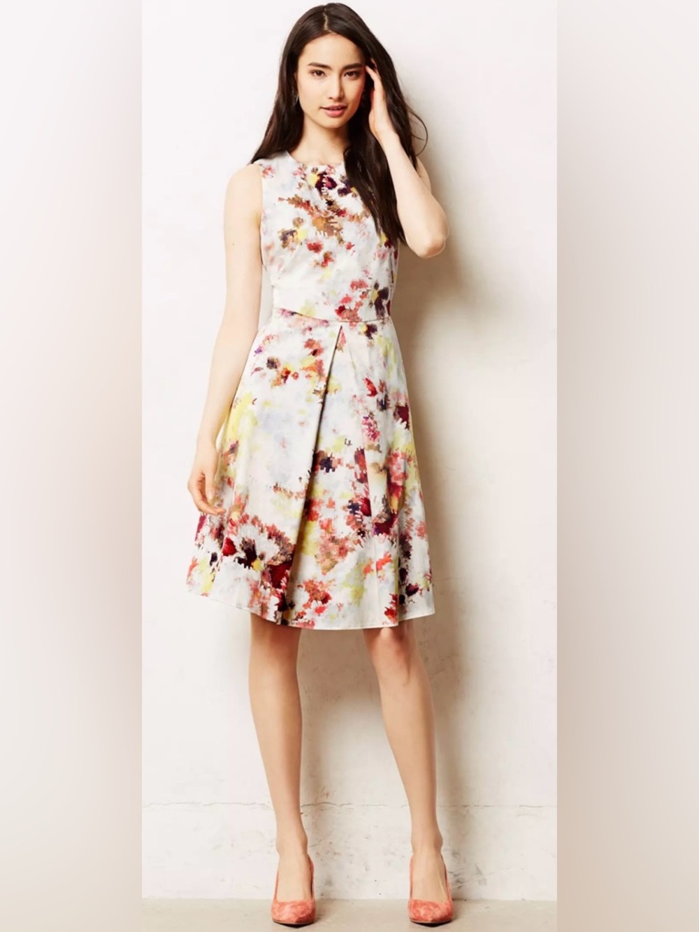 Anthropologie Hunter Bell Kukka Tea Dress Floral Fit & Flare Size 10P